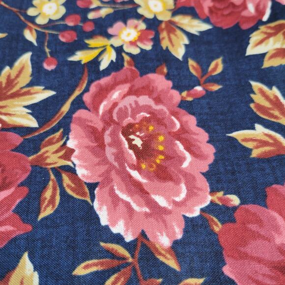Boundless Cotton Fabric Heritage Home Floral Navy Pink Peony 3 YDS x 43” - Picture 11 of 16